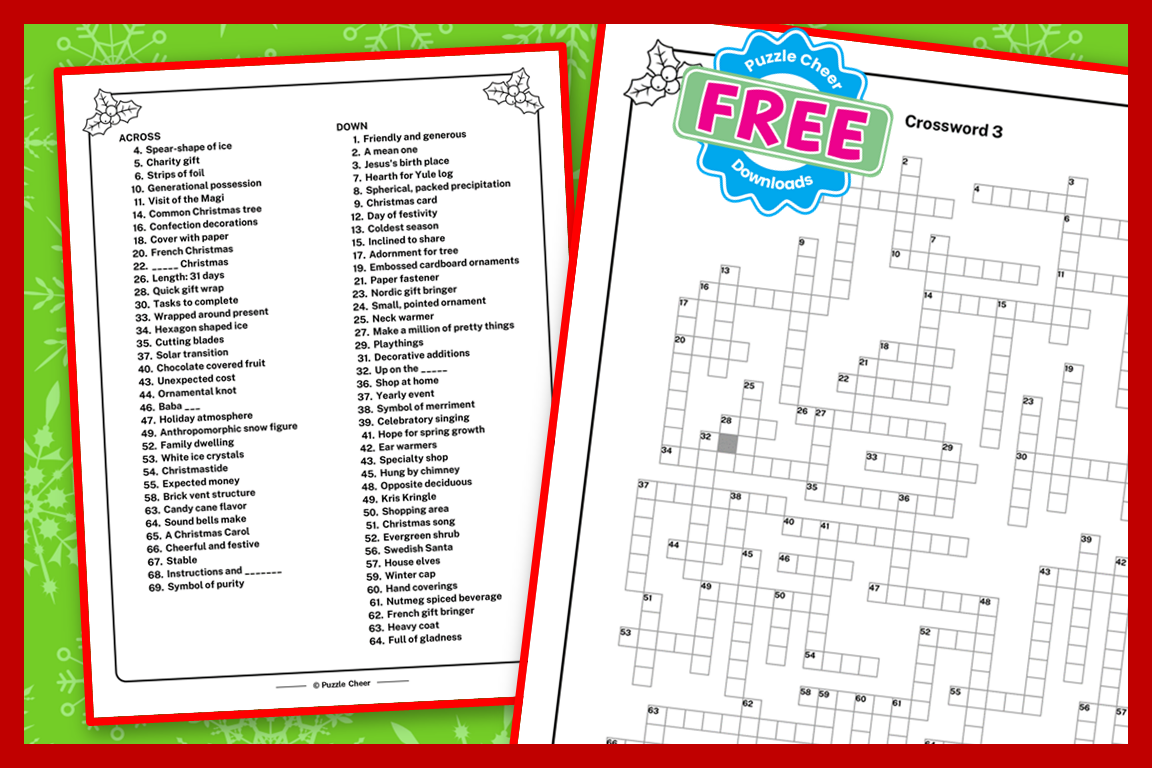 Christmas Crossword 3 From The Christmas Puzzle Book Puzzle Cheer