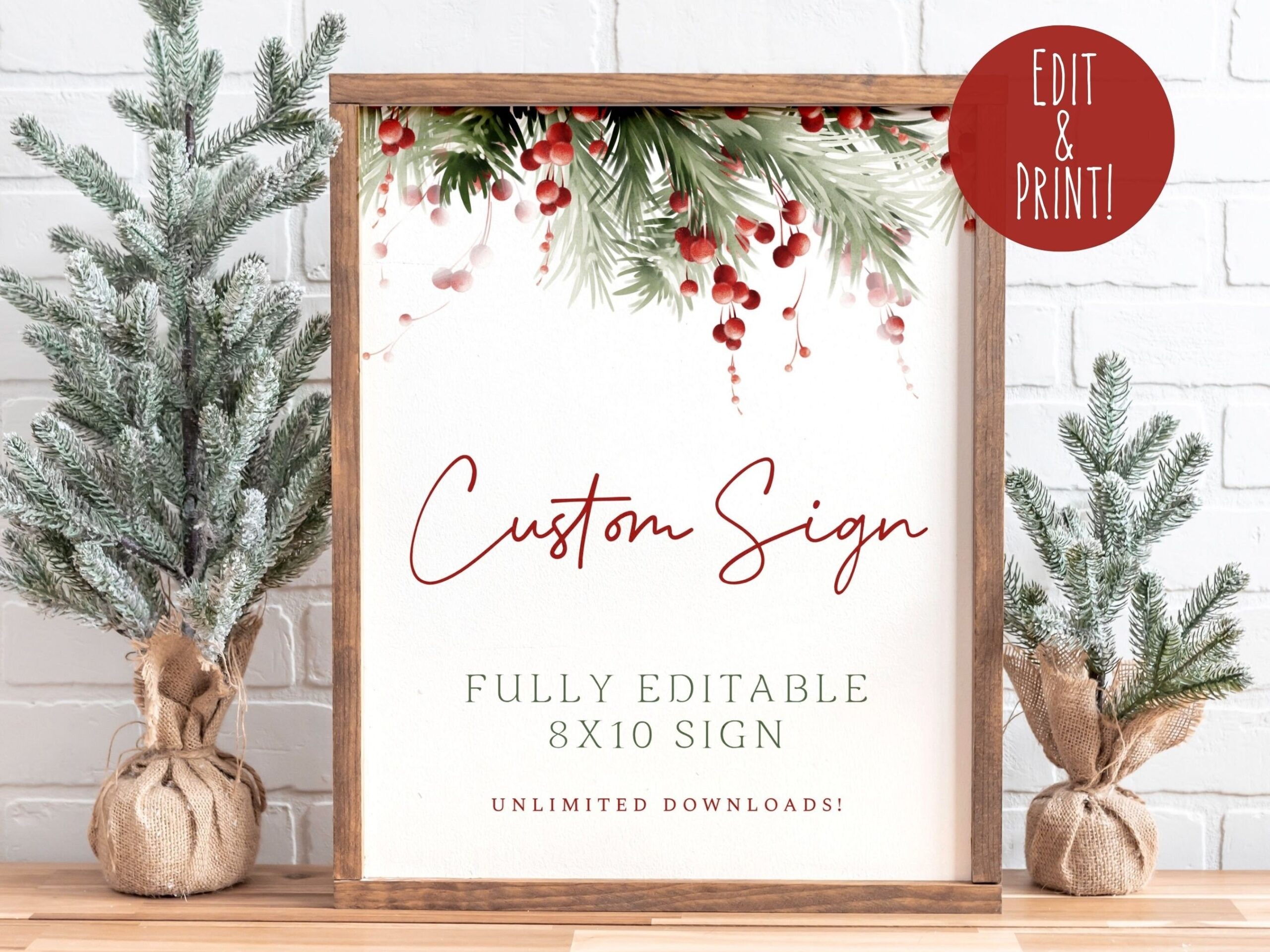 Christmas Custom Sign Template Christmas Party Printable Table Sign Personalized Winter 8x10 Sign Decor Editable Holiday Welcome Signage Etsy