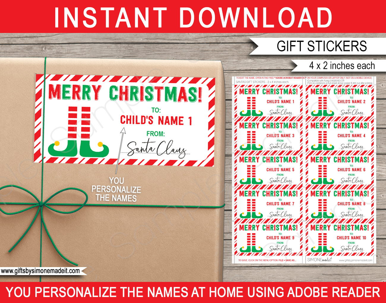 Christmas Gift Tags Template Printable Gift Labels From Santa Claus