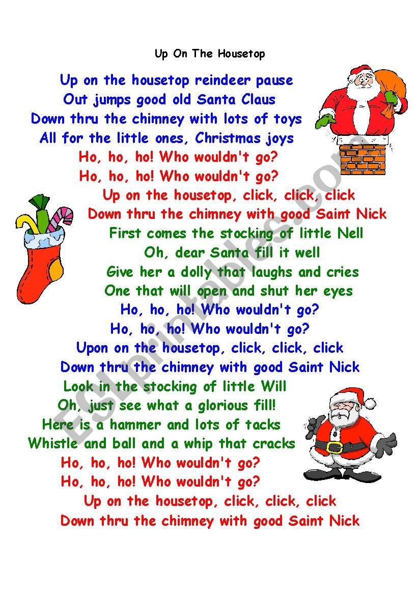 Christmas Song Up On The House Top By Ann Murray ESL Worksheet By Ygosselin