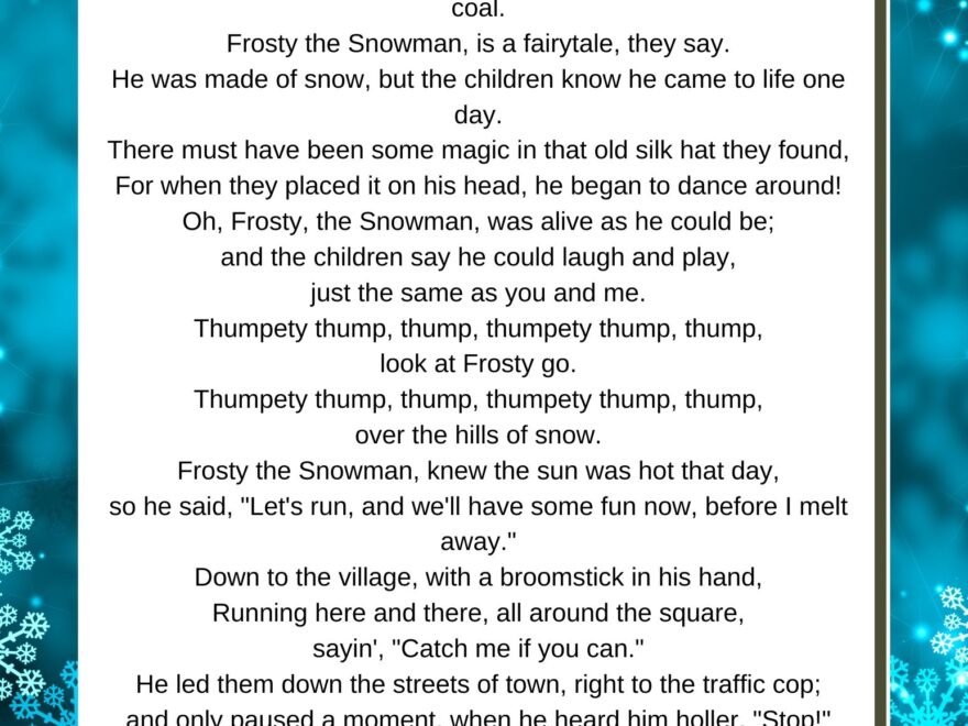 Christmas Songs Lyrics Lyrics To Popular Christmas Carols Songs With Printables