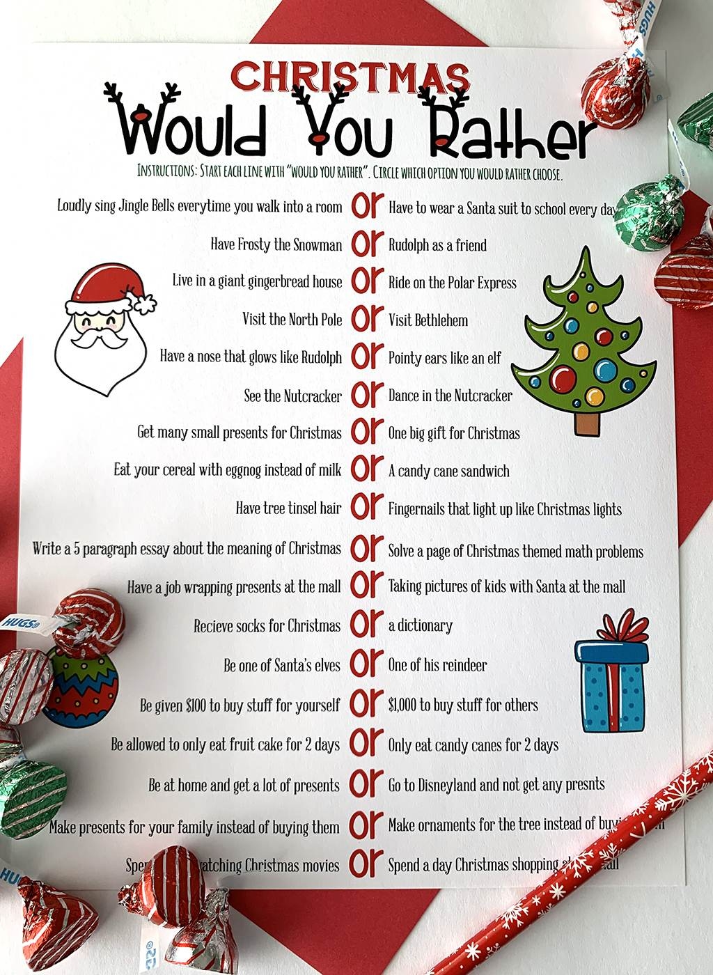Christmas Would You Rather Free Printable The Crafting Chicks