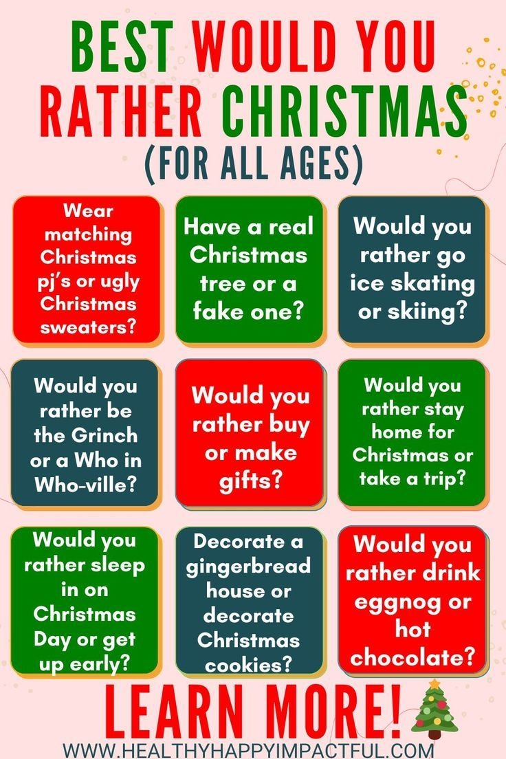 Christmas Would You Rather Questions Printable