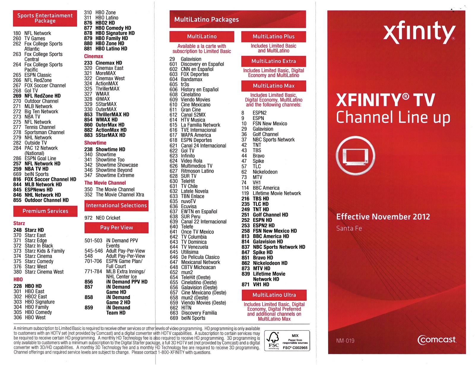Comcast Xfinity Channel Line Up Comcast Xfinity Albuquerque Santa Fe Channel Line Up