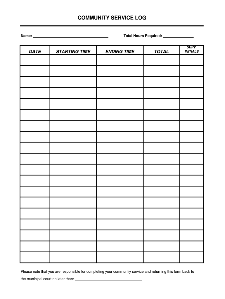 Community Service Log Sheet Fill Out Sign Online DocHub