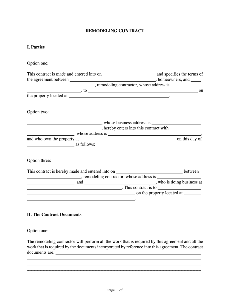 Construction Contract Forms Fill Online Printable Fillable Blank PdfFiller