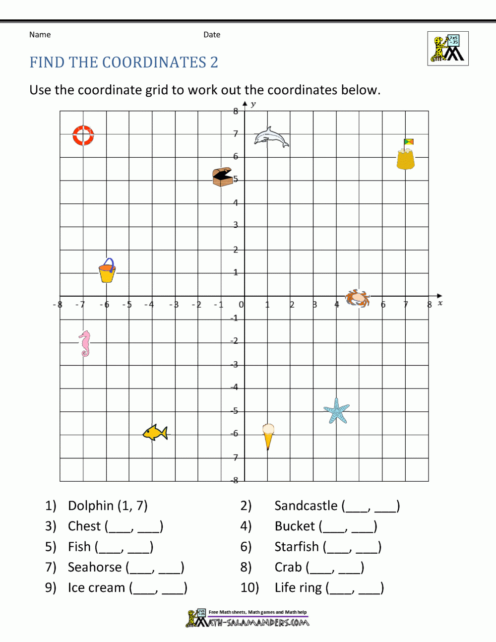 Free Printable Coordinate Graphing Pictures Worksheets