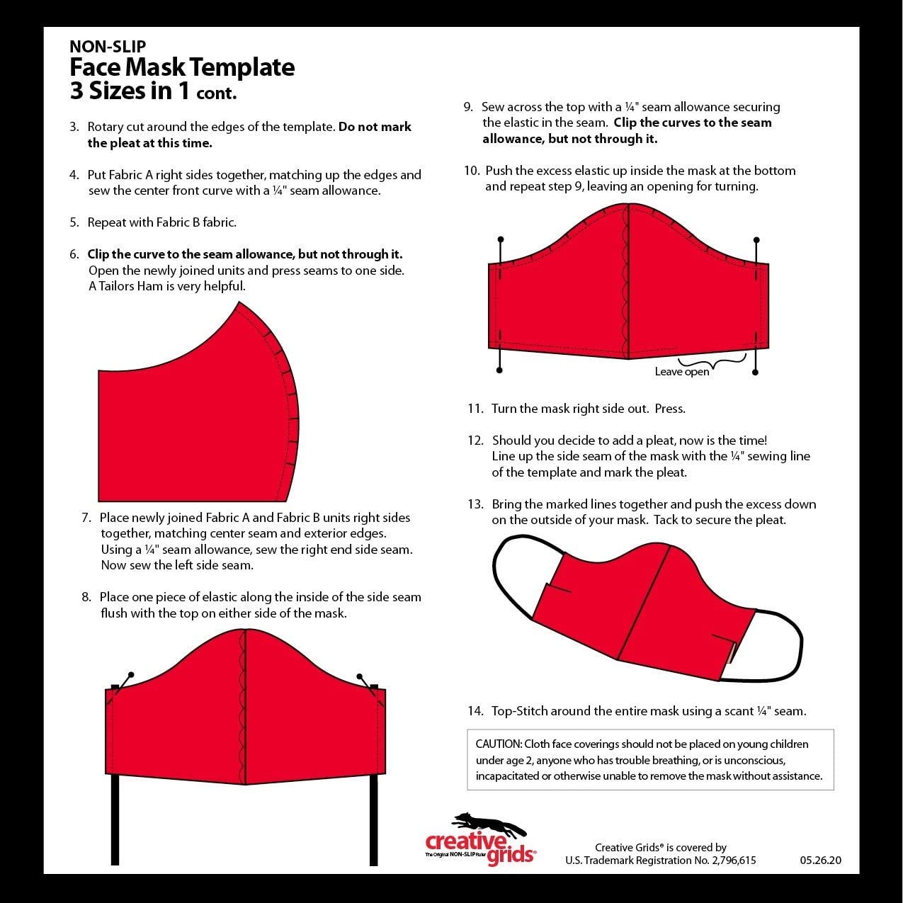 Creative Grids Face Mask Template Moore s Sewing