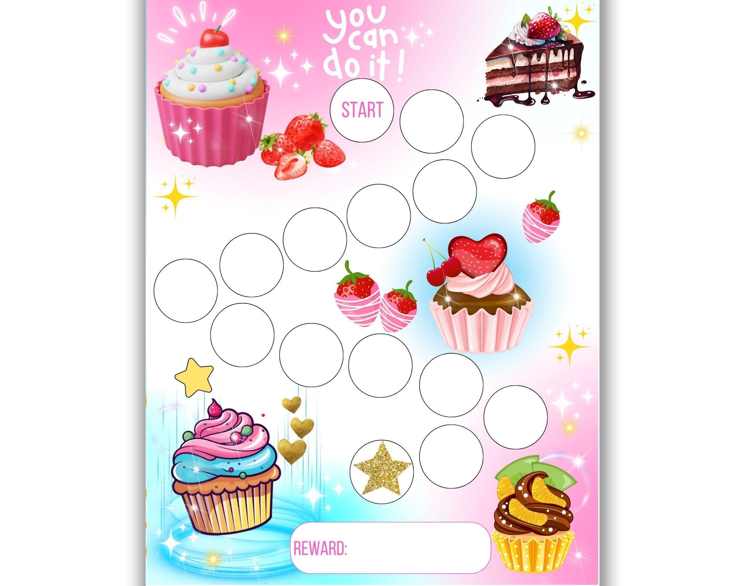 Cupcakes Reward Chart Kids Behavior Chart Potty Training Chart Chore Chart Cute Sticker Chart Sleeping Chart Letter a4 Size Etsy