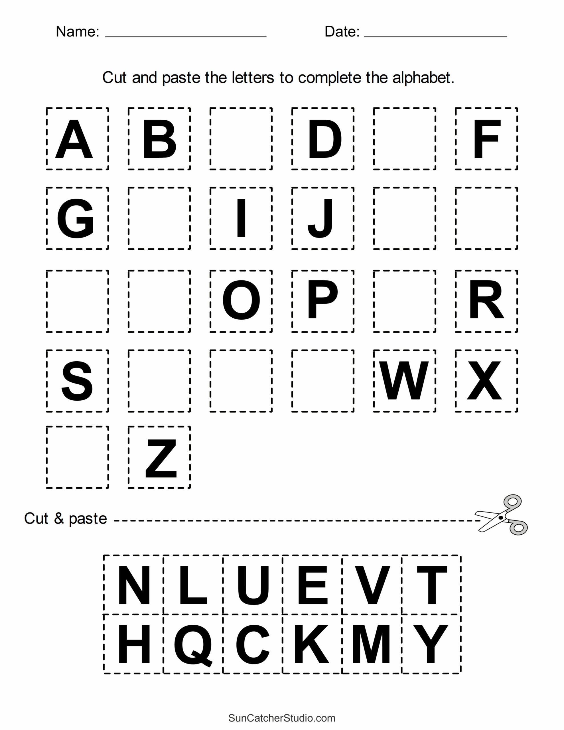 Cut And Paste Worksheets Printable Activities For Kids Free Printables Monograms Design Tools Patterns DIY Projects