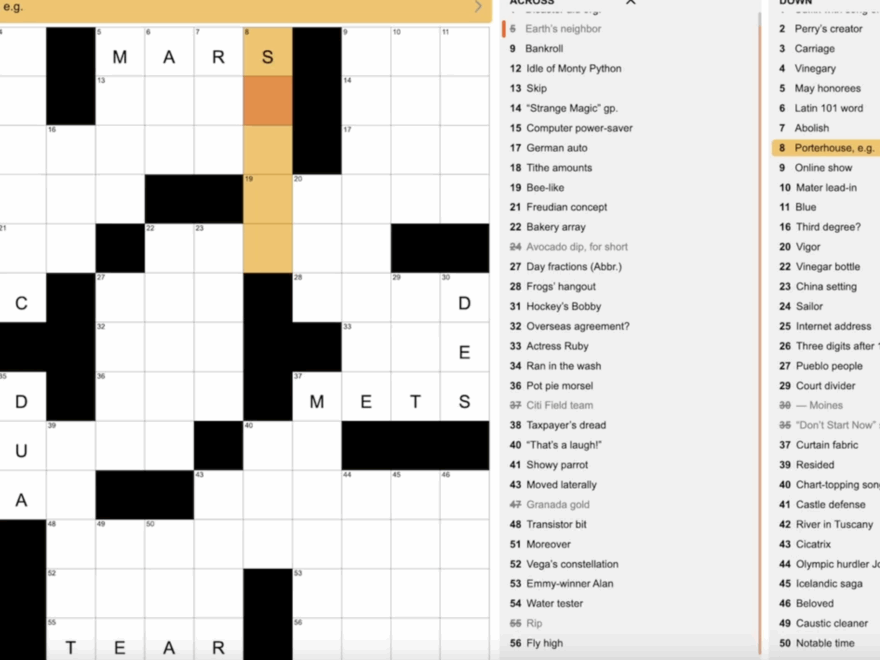 Daily Crossword Online Play At Coolmath Games
