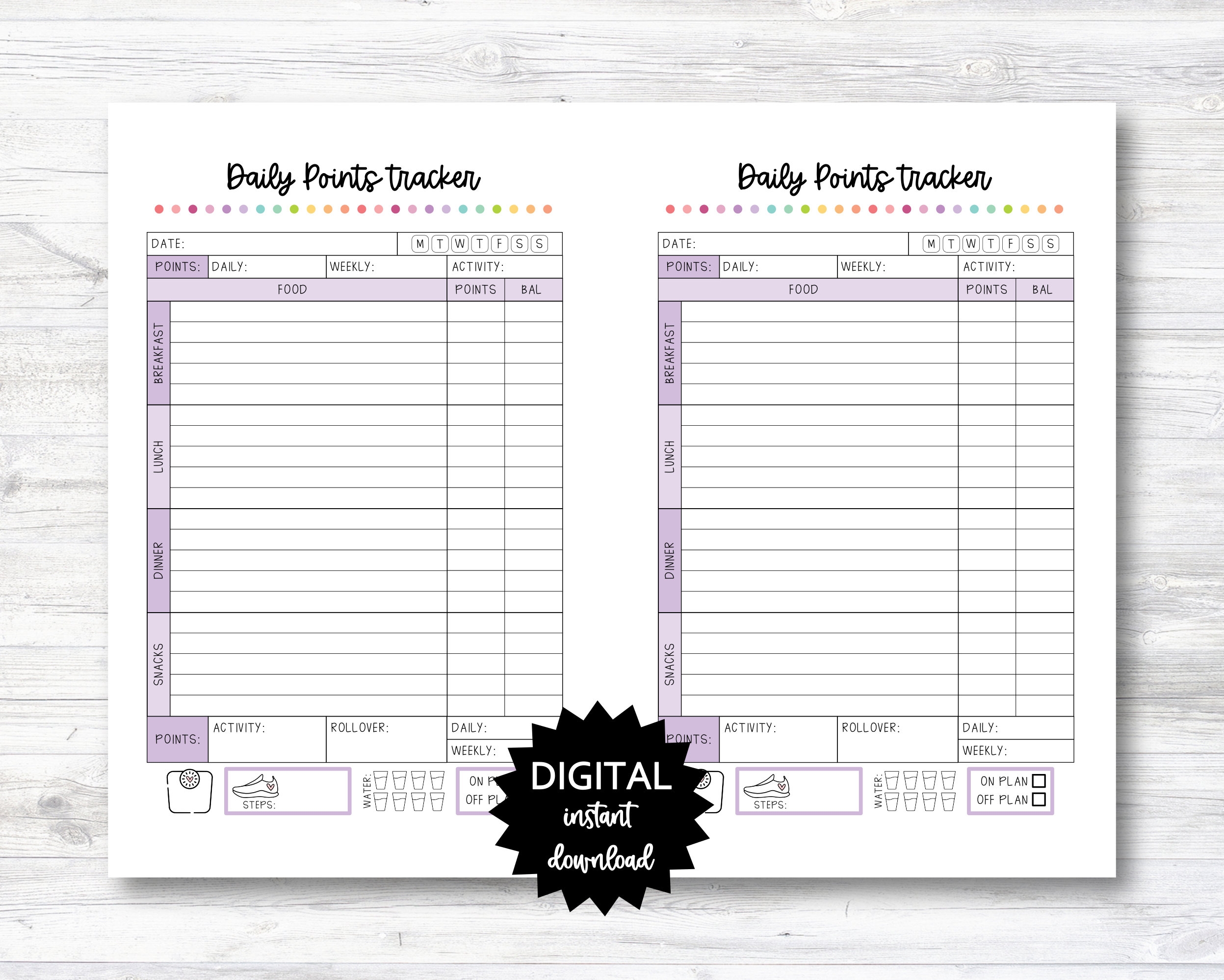 Daily Points Tracker Point Tracker Planner Page Half Sheet PRINTABLE N004 9 Etsy