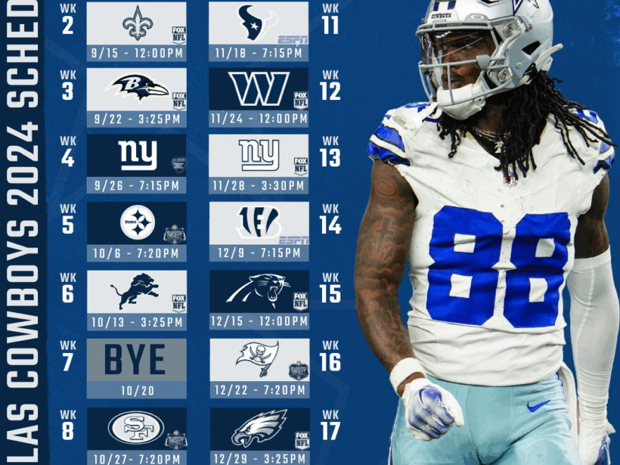 Dallas Cowboys 2024 NFL Schedule Release Dates Primetime Games More Blogging The Boys