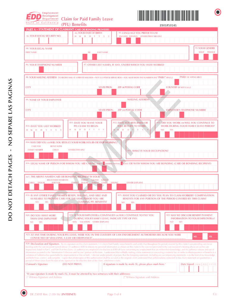 De 2501 Form Fill Online Printable Fillable Blank PdfFiller