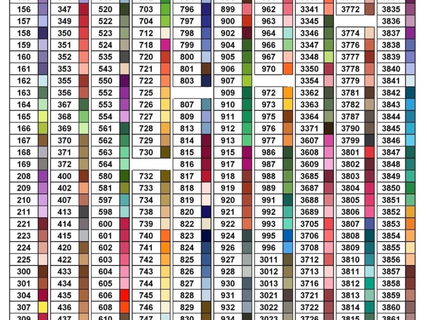 DMC Color Chart DiamondDrillsUSA