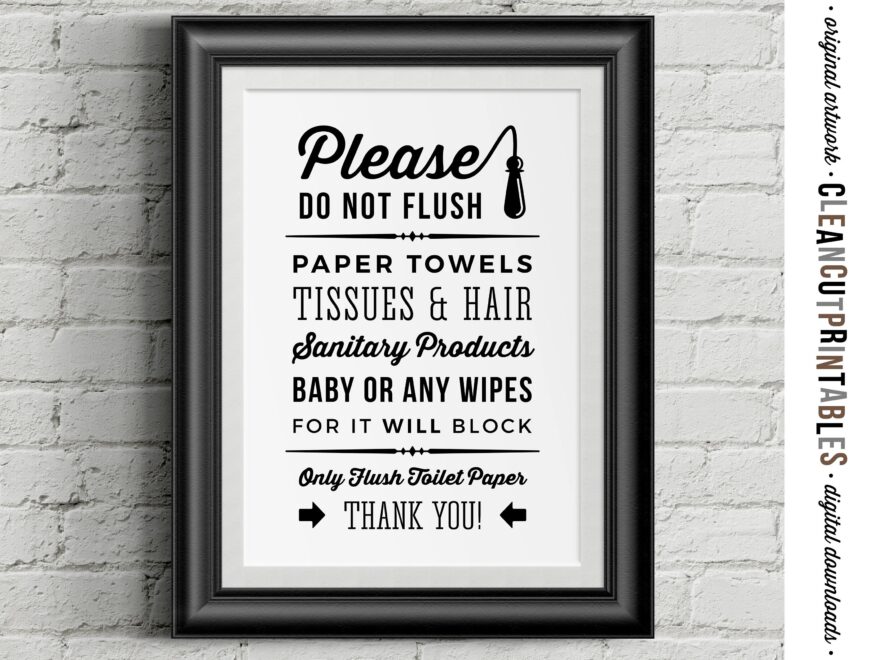 Do Not Flush Toilet Sign Paper Only Printable Artwork Septic System Pumped Plumbing Wall Art Toilet PDF JPG PNG Print Instant Download Etsy
