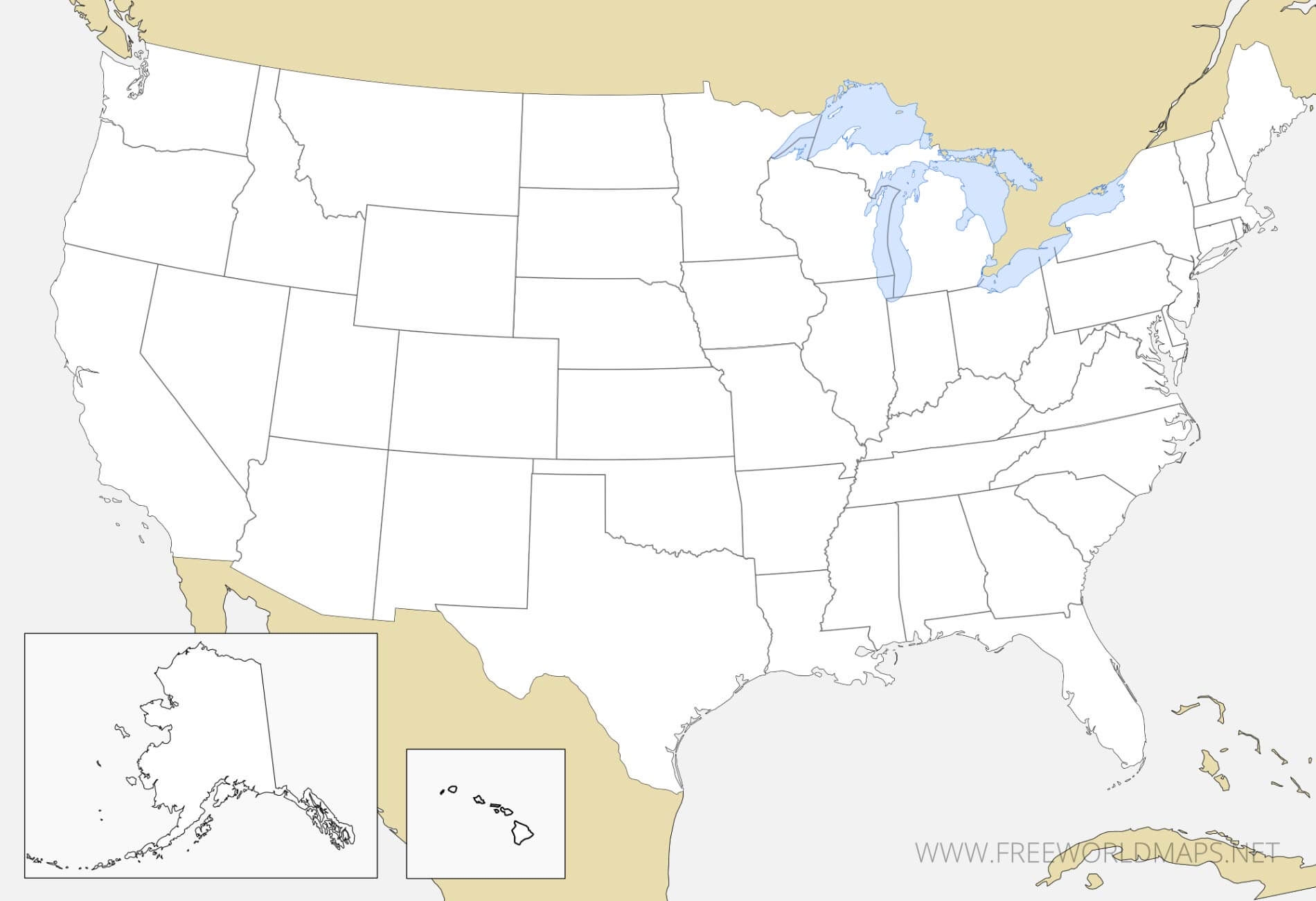 Printable Blank Map Of The United States
