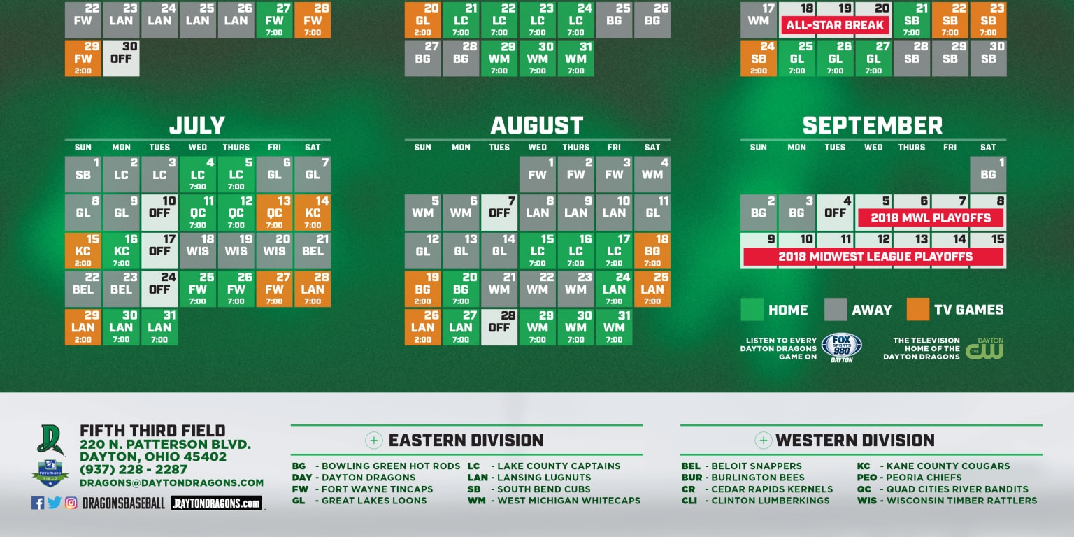 Dragons Announce TV Broadcast Schedule MiLB