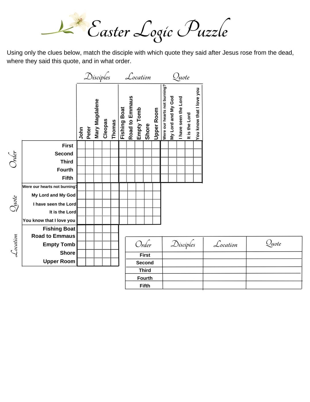 Logic Grid Puzzles Printable With Answers