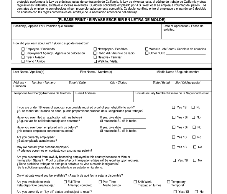 Employment Application In Spanish Fill Online Printable Fillable Blank PdfFiller