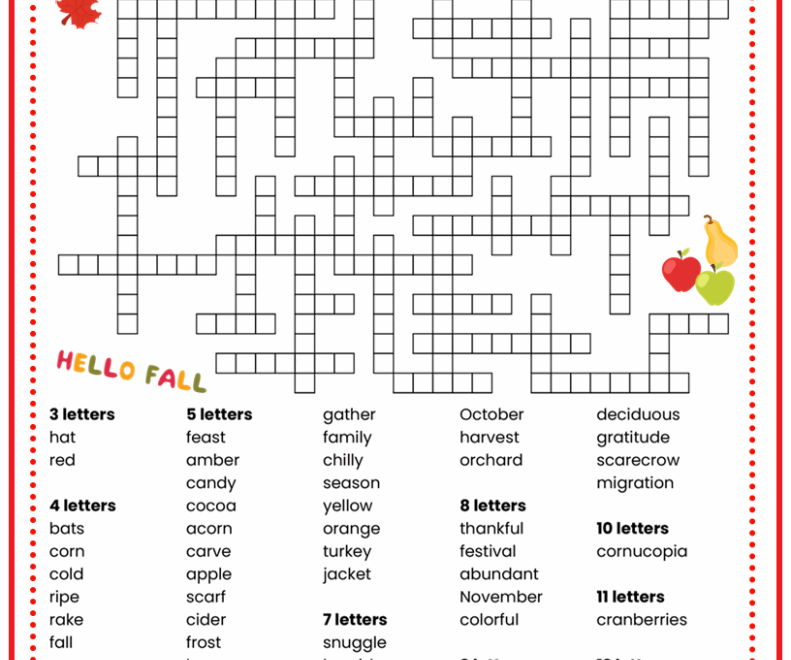 Fall Word Fill In Puzzle Puzzle Cheer