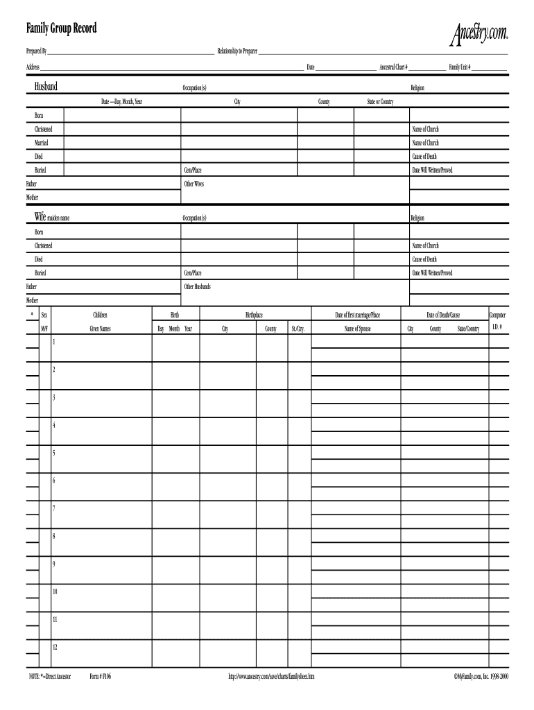 Family Group Sheets Printable Fill Online Printable Fillable Blank PdfFiller