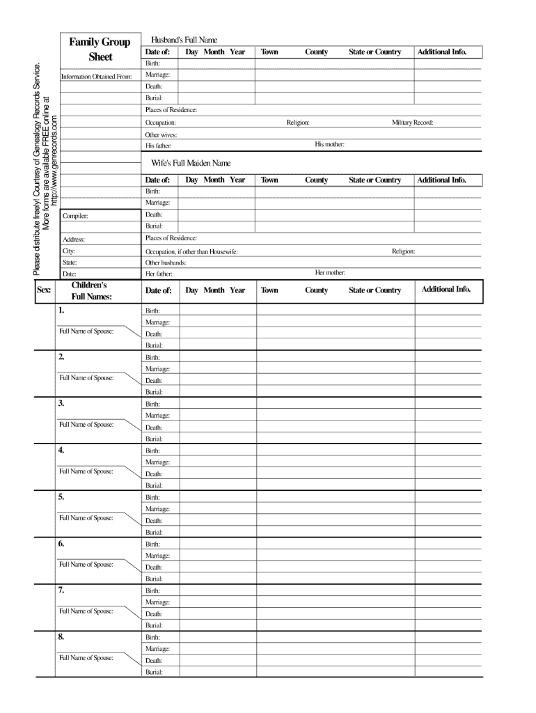 Family Record Form Fill Online Printable Fillable Blank PdfFiller