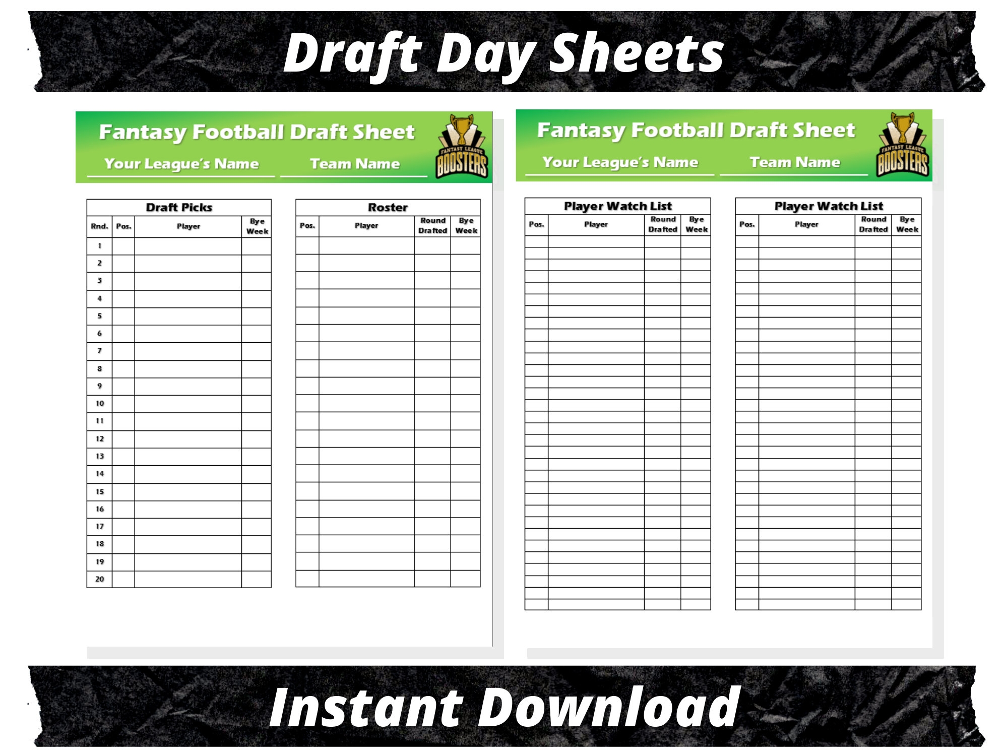 Fantasy Football Draft Sheets Printable