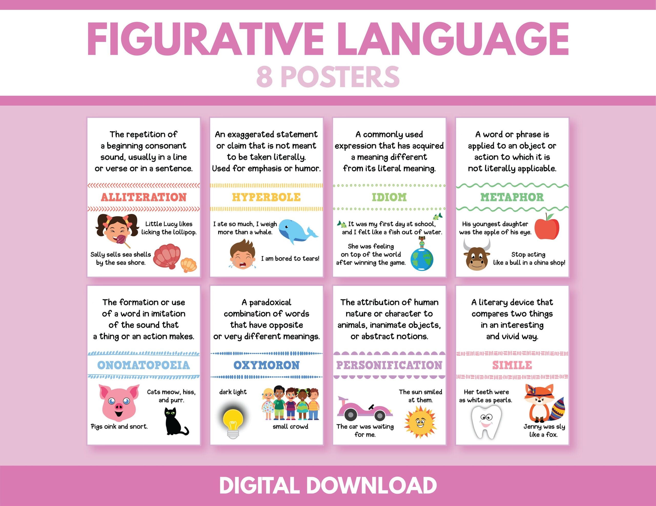 Figurative Language Definitions And Examples Printable