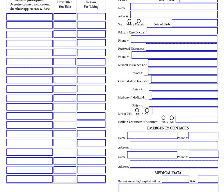 File Of Life Form Fill Online Printable Fillable Blank PdfFiller