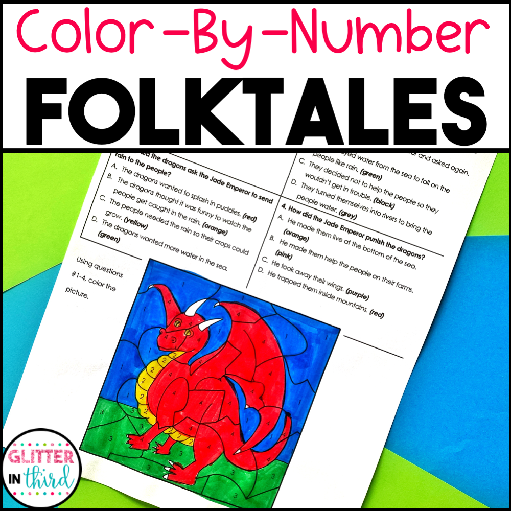 Folktales Color By Number Worksheet Glitter In Third