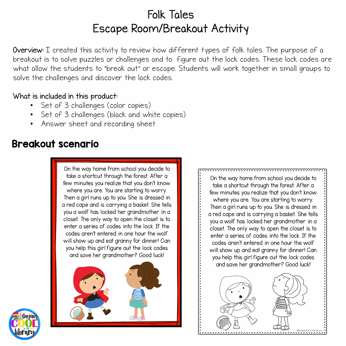 Folktales Print Breakout Escape Activity Staying Cool In The Library