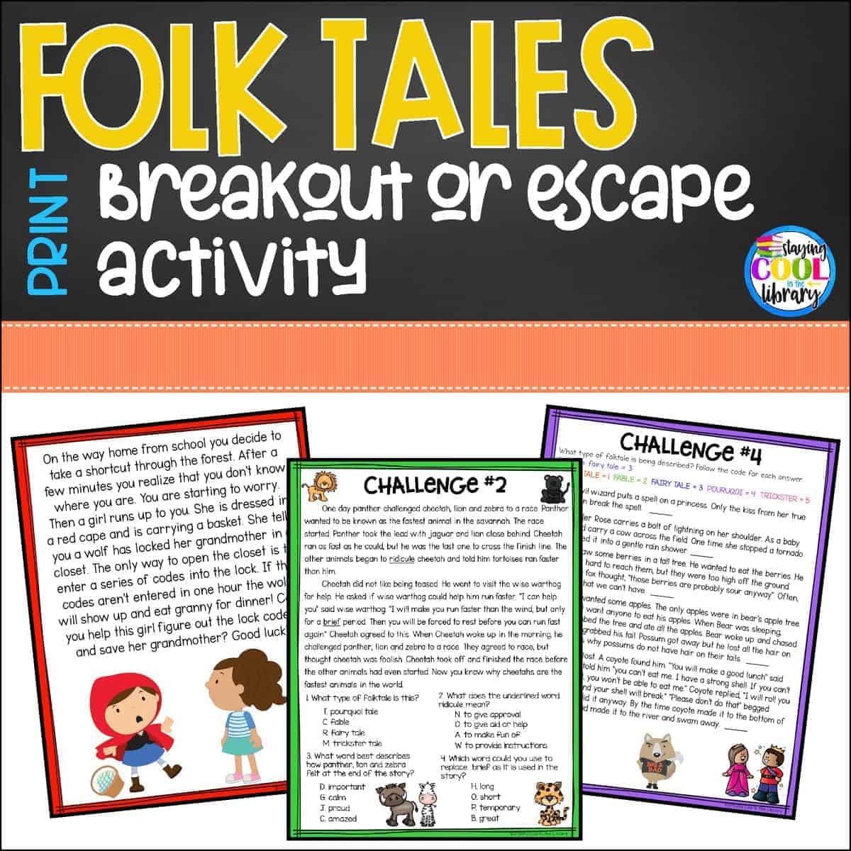 Folktales Print Breakout Escape Activity Staying Cool In The Library