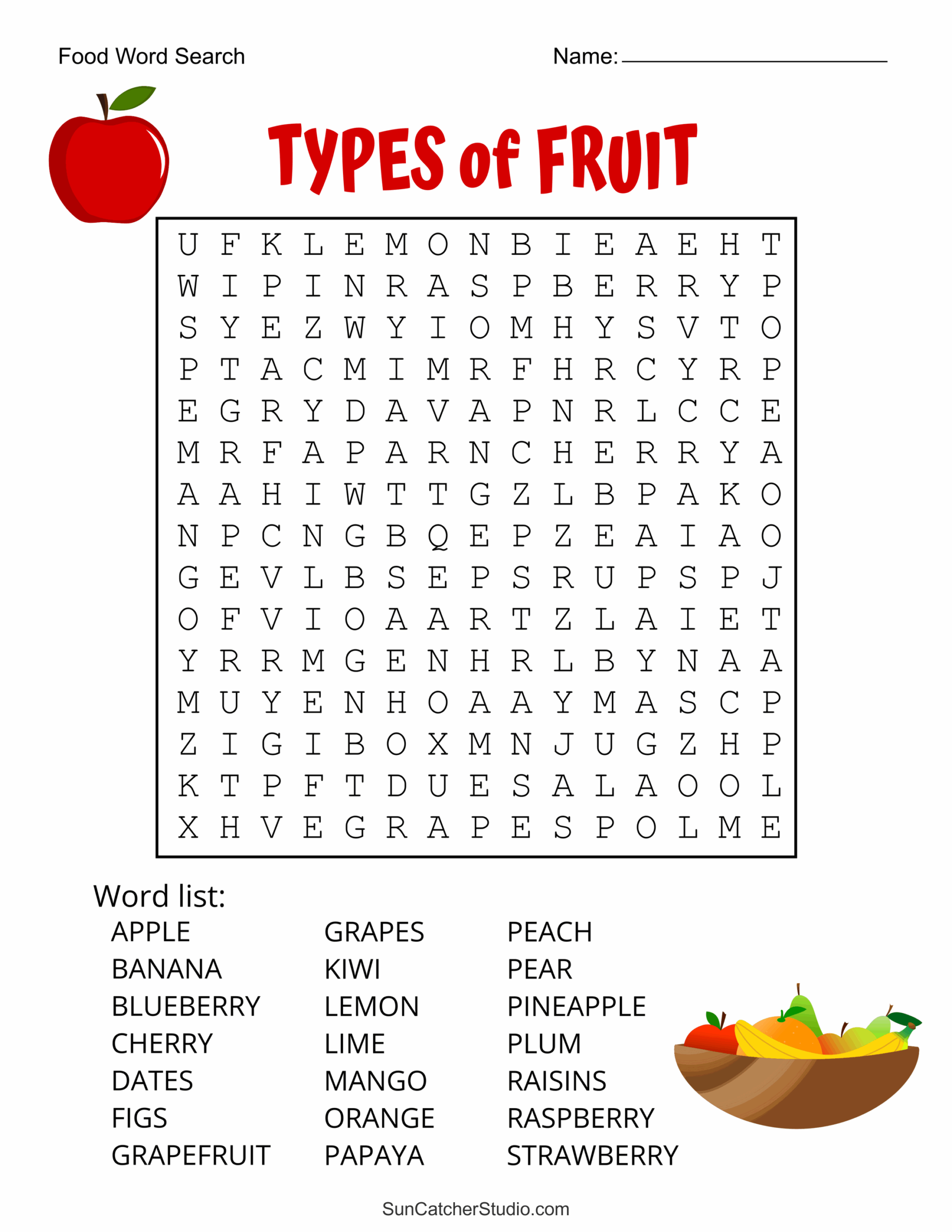 Word Search Printable For Kids