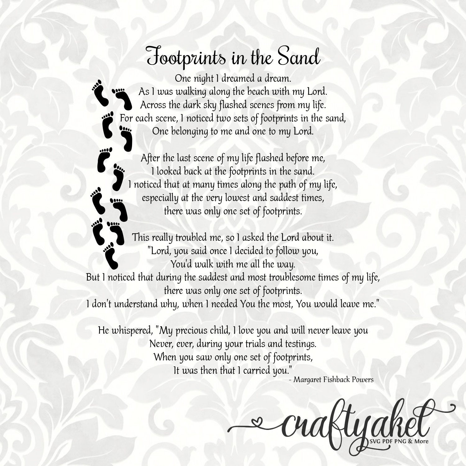 Footprints In The Sand Poem SVG PDF PNG Digital File Vector Graphic Etsy UK