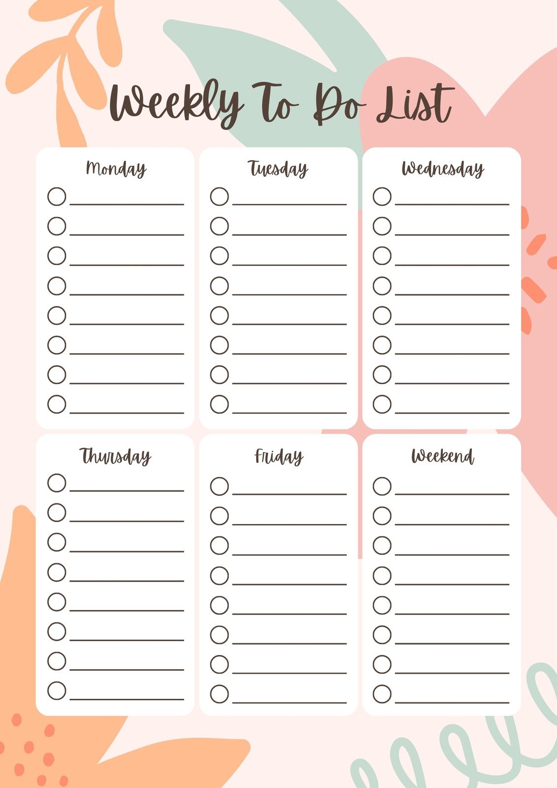 Free And Customizable To Do List Templates