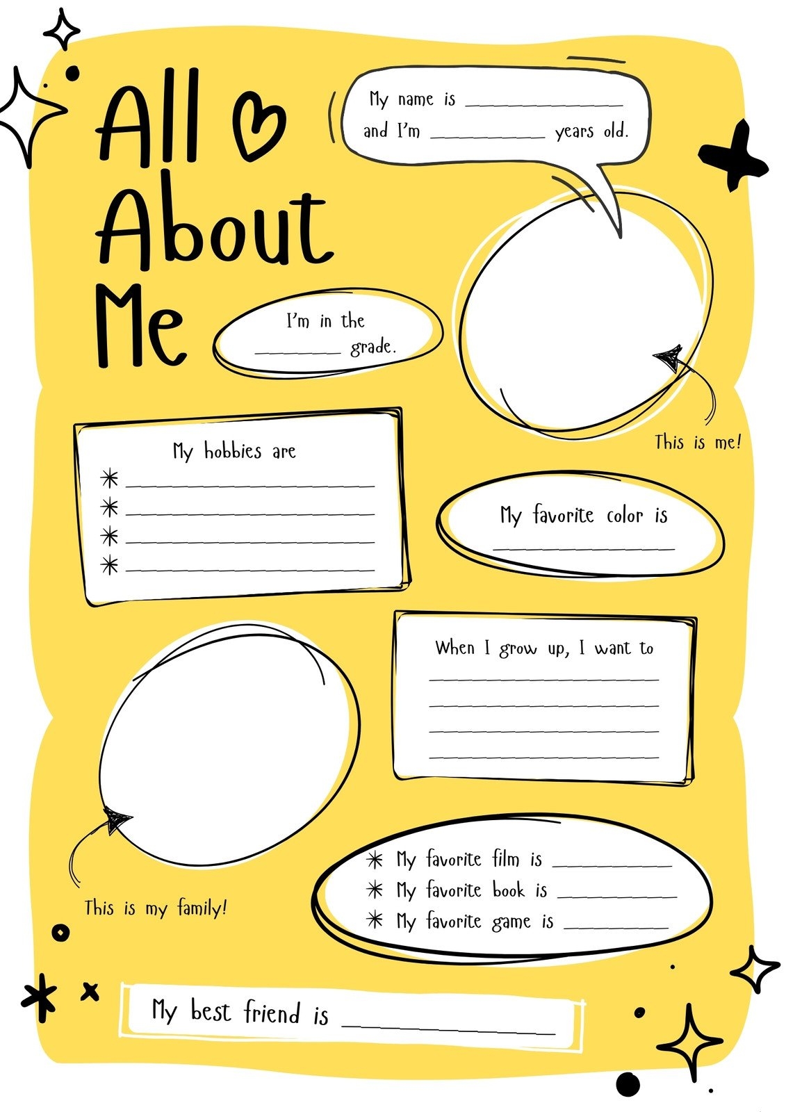 All About Me Poster Printable