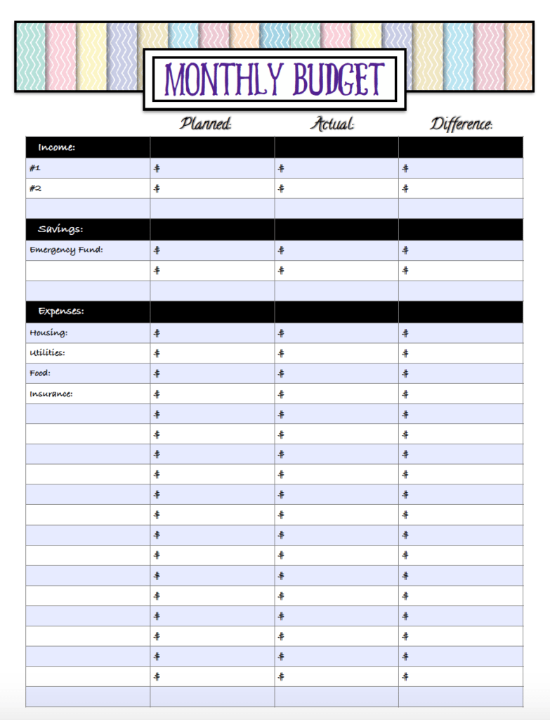 Free Budgeting Printables Expenses Goals Monthly Budget
