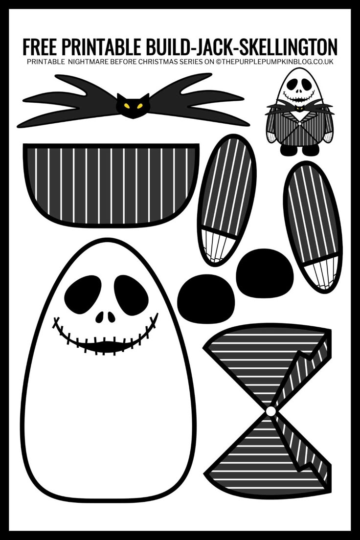 Free Build Jack Skellington Printable For Halloween Christmas 