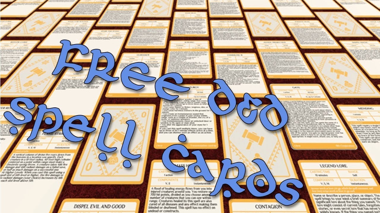 Free D D Printable Spell Cards 5e The DMs Tavern