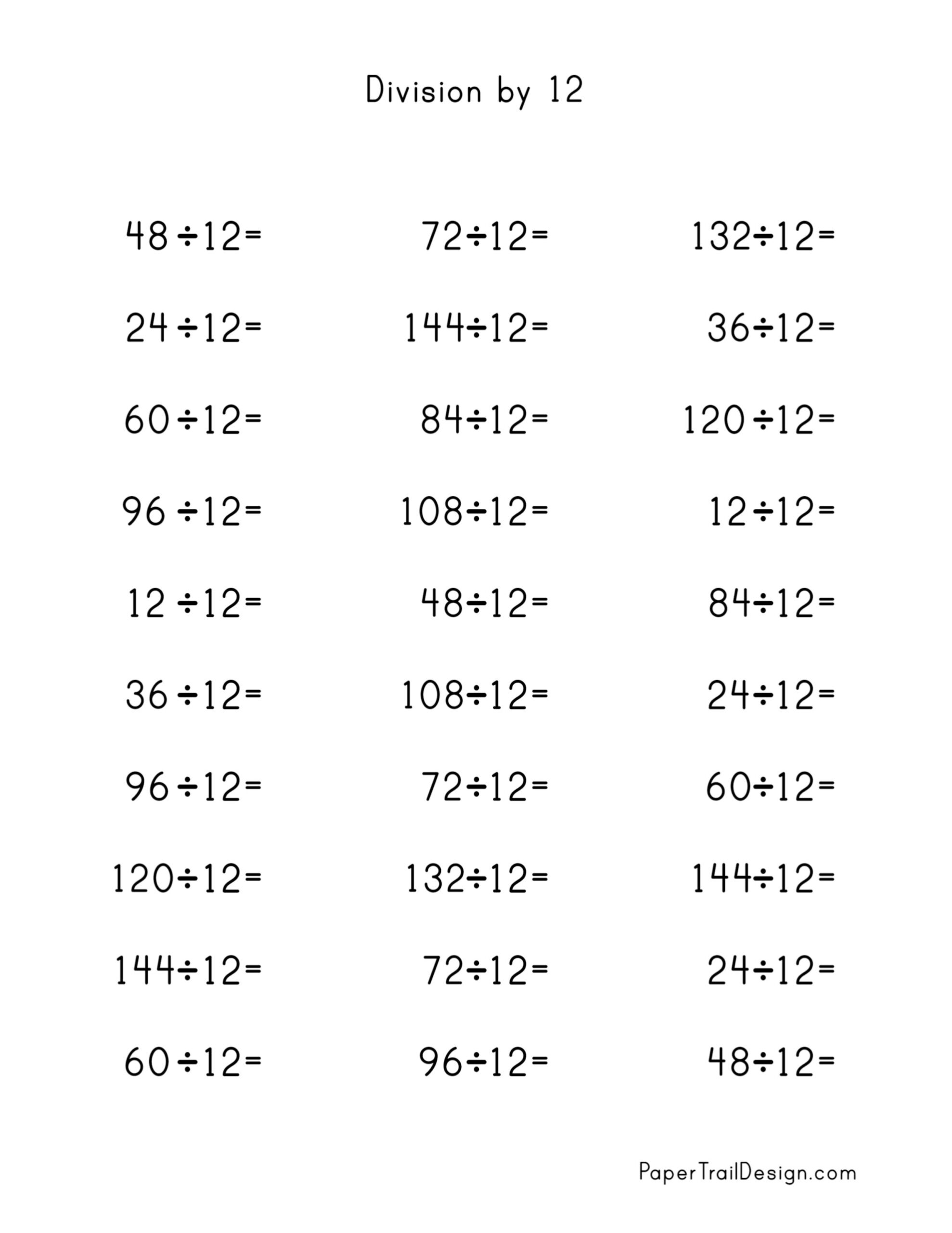 Free Division Worksheet 1 12 Download Free Division Worksheet 1 12 Png Images Free Worksheets On Clipart Library