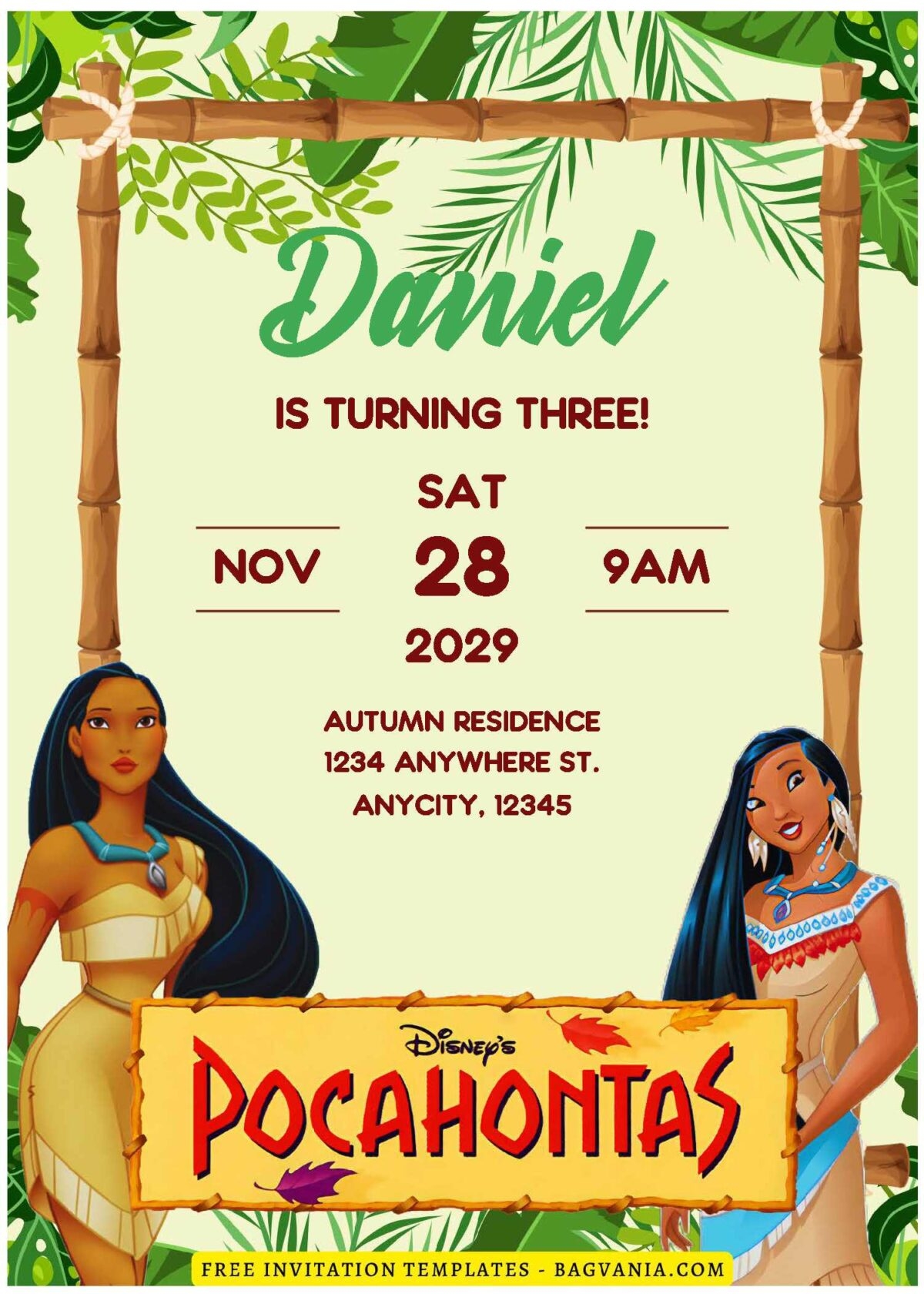Free Printable Birthday Invitations Pocahontas