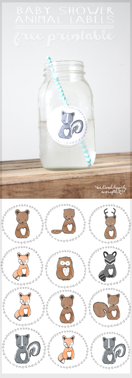 Free Forest Animal Mason Jar Baby Shower Label Printables We Lived Happily Ever After