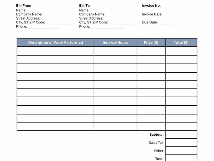 Free HVAC Invoice Template PDF Word EForms