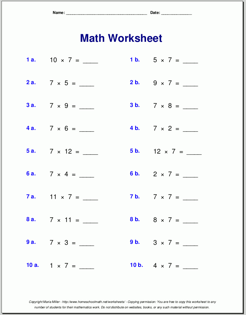 3Rd Grade Math Worksheets Printable