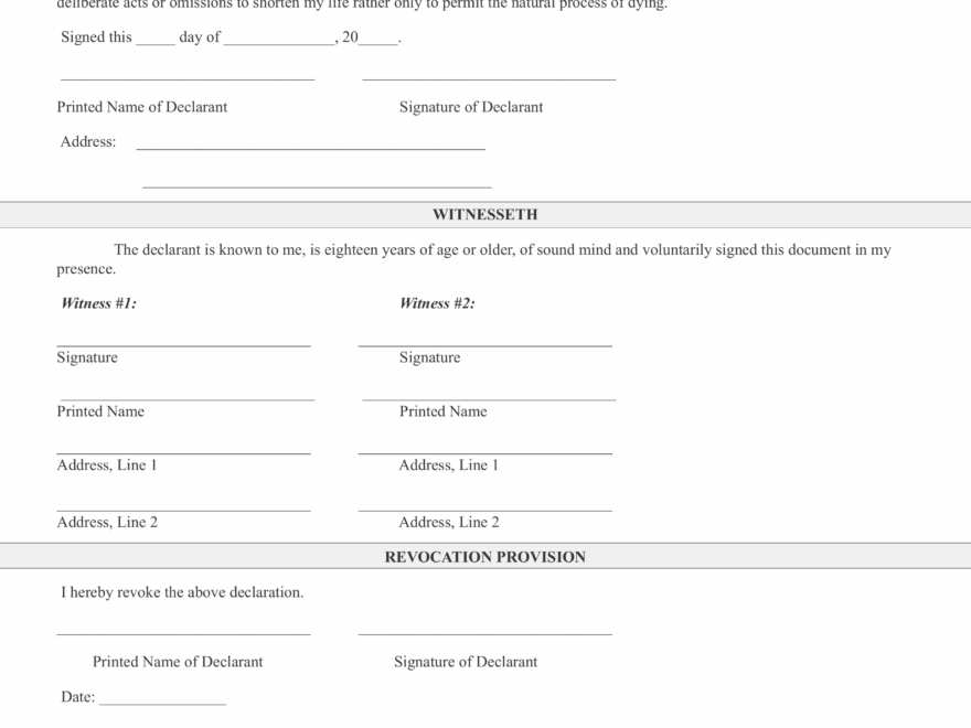 Free Missouri Living Will Declaration Form Template PDF EForms