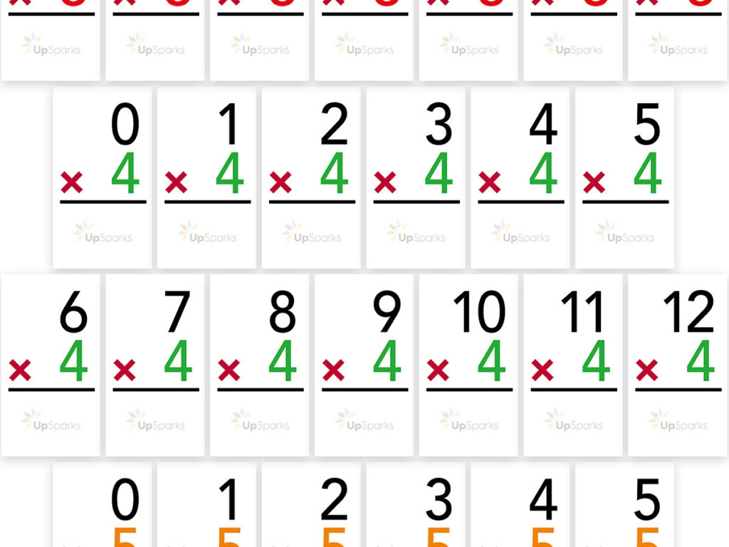 Free Multiplication Flash Cards Printable Sheets From UpSparks