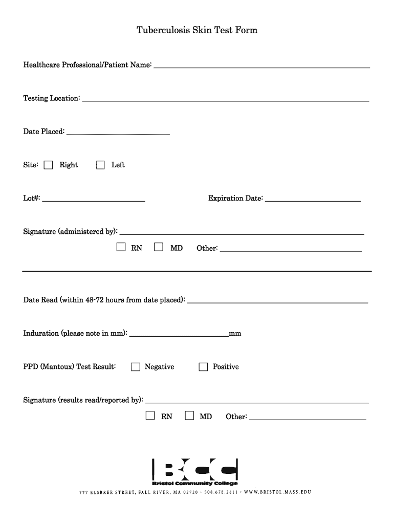 Blank Tb Test Form Printable