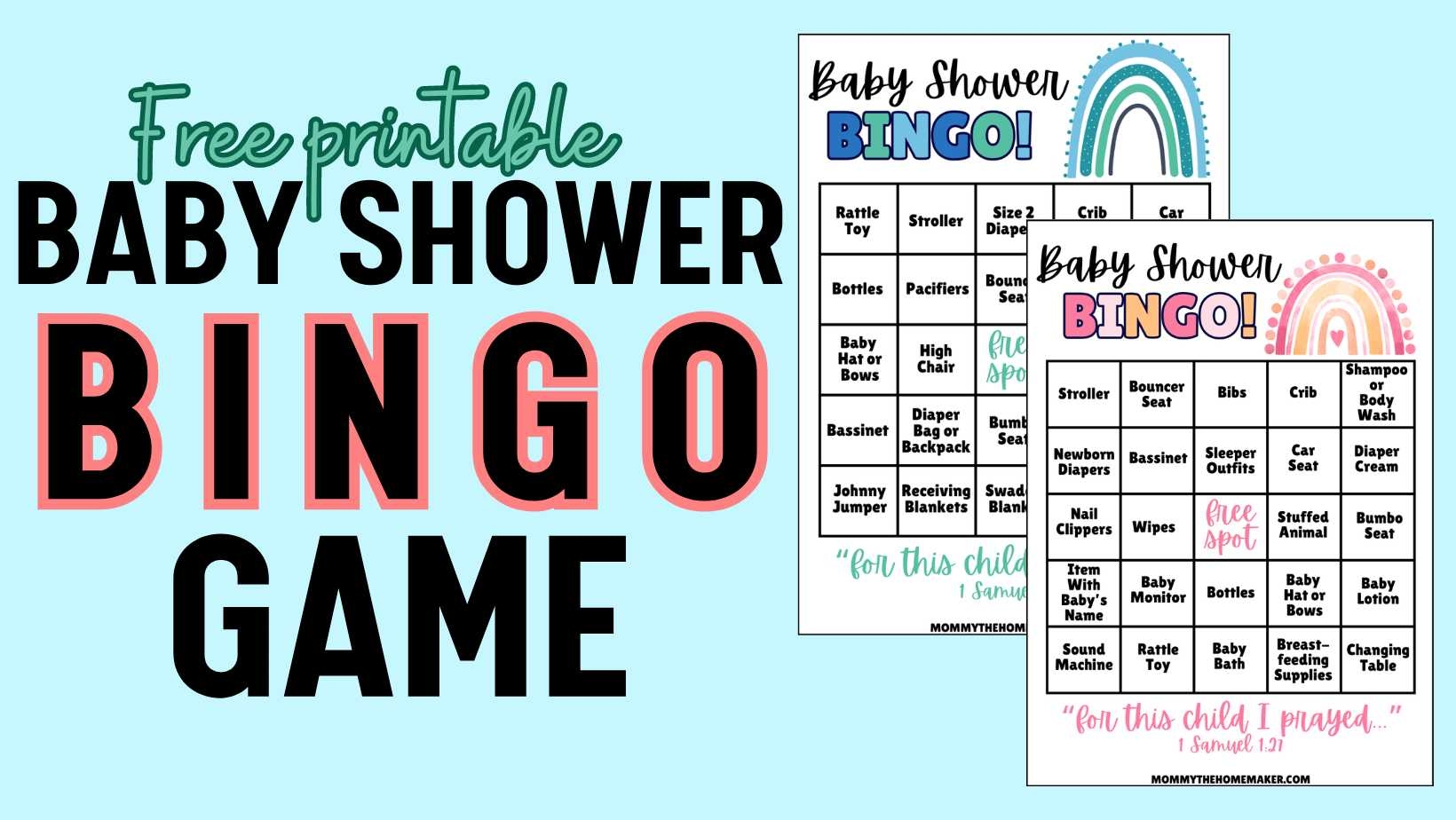 Free Printable Baby Shower Bingo Cards BOY AND GIRL Mommy The Homemaker