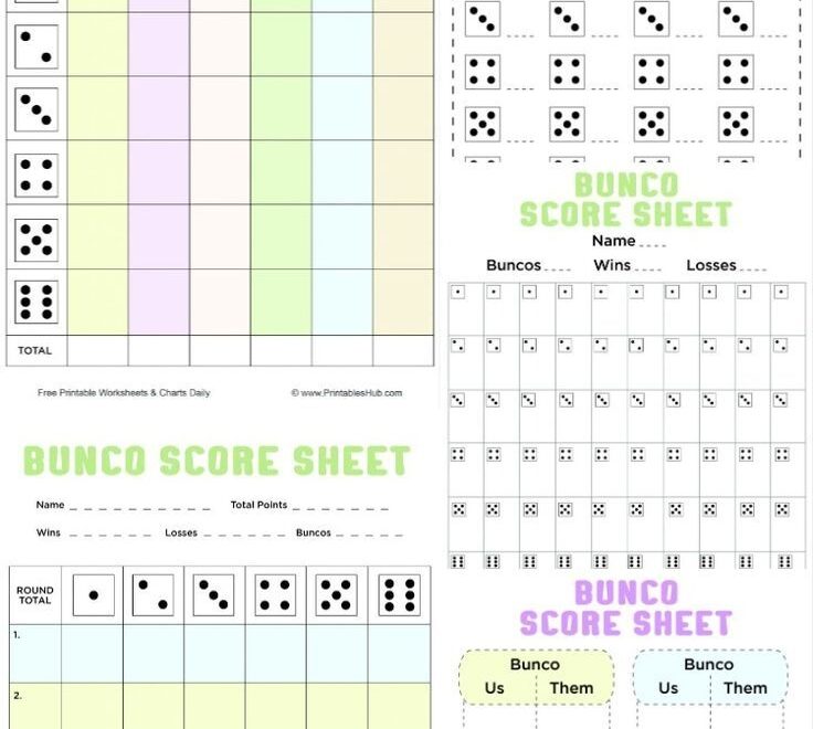 Free Printable Bunco Score Sheets Table Tally Sheet PDF Included